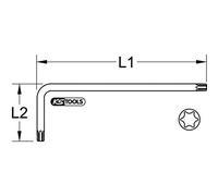 Llave acodada Torx con cabeza de bola, XL, T70, verde