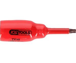 Llave de vaso con punta de 1/2" y aislamiento protector para tornillos Torx, T40, corta