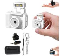 Llavero Mini appareil photo rétro rétro vintage avec flash LED Blanc sans carte mémoire