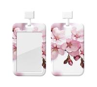 LLaviD Porte-badge avec cordon imprimé fleurs de cerisier - Porte-carte d'identité avec clip rétractable et cordon tour de cou amovible pour clés, carte d'accès