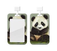 LLaviD Porte-badge avec cordon - Motif mignon petit panda - Porte-carte d'identité avec clip rétractable et cordon tour de cou amovible pour clés, carte d'accès