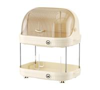 Llazsybz Égouttoir à Vaisselle avec Couvercle, Organisateur de Placard à Double Couche, égouttoir à Couverts, Porte-bouteilles, Théière, à Poser sur de, Beige