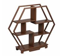 Llazsybz Étagère d'Exposition pour Rangement Organisateur Présentoir Oriental Support de Table en Bois avec Structure Élégante et Base Renforcée Adaptée au, Grand Modèle, Six-Six Grande Prospérité