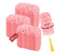 Llazsybz Lot de 30 Recharges de Plumeau, Tête de Rechange avec Poignée, Microfibre, Outils de Dépoussiérage Durables pour Ventilateurs de Voiture, Nettoyage de, Rose