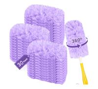 Llazsybz Lot de 30 Recharges de Plumeau, Tête de Rechange avec Poignée, Microfibre, Outils de Dépoussiérage Durables pour Ventilateurs de Voiture, Nettoyage de, Violet