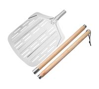 Llazsybz Pelle à Pizza en Aluminium, Pelle à Pizza pour Démarrer, Tourner, Retirer, Outil de Transfert, Accessoire de Four avec Long Manche en Bois, Longueur Totale 135