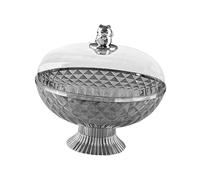 Llazsybz Plateau de Rangement Rond avec Couvercle pour Fruits 21 X 25,8 Cm avec Système D'égouttage pour Restaurants, Gris