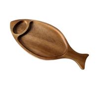 Llazsybz Plateau de Service En Forme de Poisson, Assiette à Noix, Réutilisable, pour Chips et Fromage, En Bois