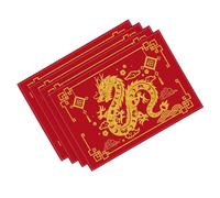 Llazsybz Sets de Table Du Nouvel An Chinois, Décoration de Table Du Nouvel An, Lot de 4, Imprimés Chinois Traditionnels, pour Fête En Cuisine, Or rouge