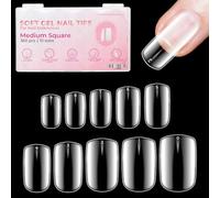 LLBA Lot de 360 faux ongles en gel souple - 10 tailles - Couvrance complète - Qualité salon durable, aspect naturel et confortable - 10 tailles (carré, taille M)