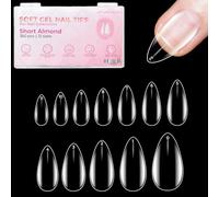 LLBA Lot de 360 faux ongles en gel souple - 12 tailles - Couvrance complète - Longue durée - Qualité salon - Aspect naturel et confortable - Amande - Courts