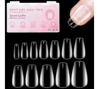 LLBA Lot de 360 faux ongles en gel souple - 12 tailles - Couvrance complète - Longue durée - Qualité salon - Aspect naturel et confortable - Cercueil - Courts