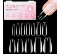 LLBA Lot de 360 faux ongles en gel souple - 12 tailles - Couvrance complète - Qualité salon durable, aspect naturel et confortable - 12 tailles (cercueil, taille M)