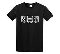 Llbang Eat Sleep Milk Repeat - Farming Farmer Dairy Funny Cow Unisex 100% Cotton Short-Sleeve T-Shirts Black L