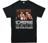 Llbang Linglin Bonanza TV Series 62Nd Anniversary, Pernall Michael Dan Lorne Signatures T-Shirt Short-Sleeve Shirt Black Unisex 100% Cotton Short-Sleeve T-Shirts Black M