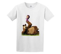 Llbang Masha Y El OSO Online Keep Warm Prom All-Match Men's Outdoor T-Shirt White M