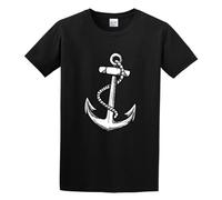 Llbang Navy Blue Anchor Unisex 100% Cotton Short-Sleeve T-Shirts Black S