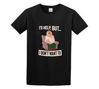 Llbang Peter Griffin I'd Help But I Don't Want to Graphic Unisex 100% Cotton Short-Sleeve T-Shirts Black XL