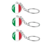 LLBFHH Lot de 3 porte-clés avec drapeau de l'Italie, porte-clés cool pour clés de voiture, porte-clés et porte-clés en acier inoxydable, utilisés pour la décoration de la maison, les décorations à