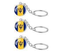 LLBFHH Lot de 3 porte-clés motif drapeau de la Barbade, porte-clés cool pour clés de voiture, porte-clés et porte-clés en acier inoxydable, utilisés pour la décoration de la maison, les décorations à