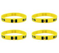 LLBFHH Lot de 4 bracelets en caoutchouc avec drapeau de la Barbade - En silicone - Décorations patriotiques, moderate, Polyester