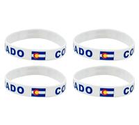 LLBFHH Lot de 4 bracelets en caoutchouc avec drapeau de l'État du Colorado, bracelets en silicone pour décorations patriotiques., Small, Polyester, Polyester