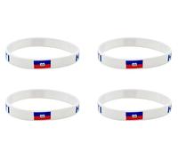 LLBFHH Lot de 4 bracelets en caoutchouc avec drapeau national haïtien en silicone, décorations patriotiques
