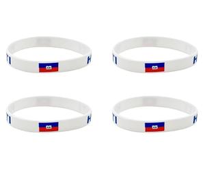 LLBFHH Lot de 4 bracelets en caoutchouc avec drapeau national haïtien en silicone, décorations patriotiques