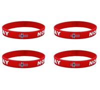 LLBFHH Lot de 4 bracelets en caoutchouc avec drapeau norvégien de la Norvège, bracelet en silicone, décorations patriotiques