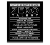 LLBOGRGGN 10 Things Zero Talent Motivational Wall-Art, Inspirational Poster for Office Decor, Gift for Men, Classroom Bedroom Home Decoration(Framed,08x12inch(20x30cm))