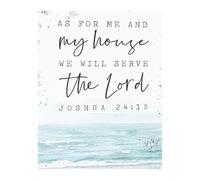 LLBOGRGGN As for Me and My House We Will Serve The Lord Bible Verse Wall-Art Joshua 24 15 Nursery Scripture Sign Beach Decoration Wall for Living Room poster(Framed,12x18inch(30x45cm))