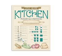 LLBOGRGGN Baking and Cooking Measures Poster Kitchen Conversion Chart Wall-Art Educational Decor Great Gift for Home Cooks(Framed,16x24inch(40x60cm))