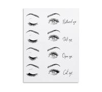 LLBOGRGGN Beauty and Makeup Poster Eyelash Extensions Salon Guide Stylist Reference Canvas Painting Wall-Art for Bedroom Bathroom Vanity Decor(Framed,08x12inch(20x30cm))