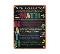 LLBOGRGGN Chalkboard Style Metal Sign You Are Expected To Learn Math Educational Expectation for Classroom Wall 8 X 12 in