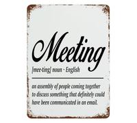 LLBOGRGGN Corporate Humor Sign Meeting Definition The Practical Alternative to Work Rustic Tin Wall-Art for Office Desk Decor 8 X 12 inch