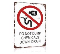 LLBOGRGGN Do Not Dump Chemicals Down Drain Sign Witty Aluminum for Wall Cafe Restaurant Kitchen 8 X 12 in