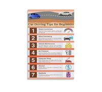 LLBOGRGGN Driving Educational Poster for Beginners Road Signs Tips Techniques Guide Student Drivers Ed DMV Test Cheat Sheet Wall Chart(Unframed,12x18inch(30x45cm))