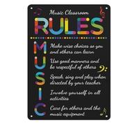 LLBOGRGGN Educational Music Decor Metal Tin Sign Featuring Classroom Rules Poster for School Room or Teachers Office 8 X 12 inch