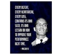LLBOGRGGN Empowerment Wall-Art, Famous Quote from Malcolm X Poster, Every Defeat... Motivational Print for Home Office, Study, Social Justice Decor(Unframed,16x24inch(40x60cm))