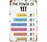 LLBOGRGGN Encouraging Words Metal Sign Not Yet Means Almost There Tin Plaque Faded Typography For Homeschool Study Nook Shelf 8 X 12 inch