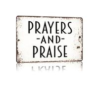 LLBOGRGGN Faith Based Metal Sign Featuring Prayers and Praise Text Decorative Vintage Tin Plaque for Space Bedroom Yard Outdoor 8 X 12 inch