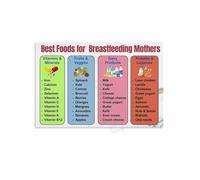 LLBOGRGGN Foods for the Nursing Mother Poster, Breastfeeding Support Chart Canvas Wall-Art Print for Nursery, Mother's Room, Shower Gift(Framed,16x24inch(40x60cm))