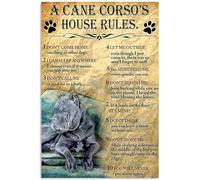 LLBOGRGGN For The Cane Corso Owner: House Rules Retro Tin Sign, Funny Pet Themed Wall Decor for Kitchen, Porch or Dog Room(Unframed,08x12inch(20x30cm))