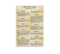 LLBOGRGGN Freedom Documents Poster Bill of Rights and Constitution Canvas Wall-Art Print for Study Room Office or Library Decor(Framed,08x12inch(20x30cm))