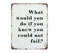 LLBOGRGGN Funny Motivational Quote Retro Tin Sign What Would You Do If You Knew You Could Not Fail Vintage Metal Wall-Art For Office 8 X 12 in