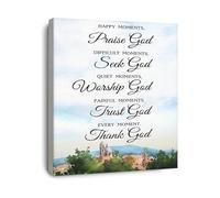 LLBOGRGGN Happy Moments Praise God Scripture Canvas Print Christian Wall-Art for Home Decor and Gift(Unframed,16x24inch(40x60cm))