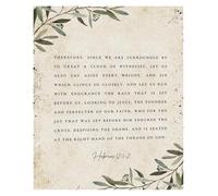 LLBOGRGGN Hebrews 12:1-2 Botanical Scripture Print, Modern Christian Wall-Art, Running the Race Quote for Endurance, Faith-Based Home Decor (Unframed,08x12inch(20x30cm))