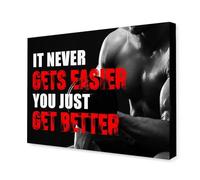 LLBOGRGGN Inspirational Gym Wall Decor,Fitness Quotes Wall-Art,It Never Gets Easier You Just Get Better Workout Canvas Wall Decor for Home Gym(Framed,08x12inch(20x30cm))