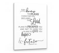 LLBOGRGGN Jeremiah 29:11 Scripture Poster - For I Know The Plans I Have For You, Encouraging Wall-Art for Faith and Hope(Framed,16x24inch(40x60cm))