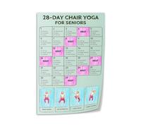LLBOGRGGN Laminated Chair Yoga Chart for Seniors - Durable 28-Day Exercise Poster with Clear Illustrations, Ideal for Home or Assisted Living Decor(Unframed,16x24inch(40x60cm))